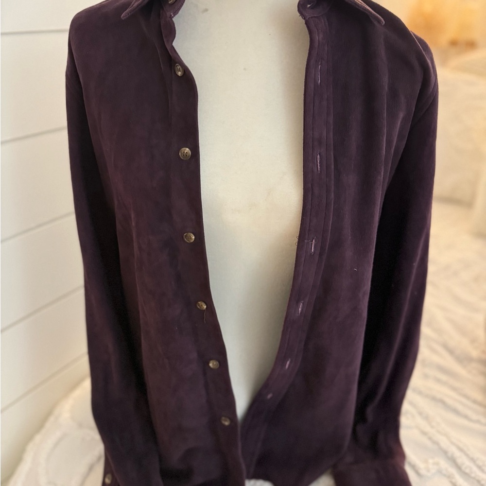 Luxurious Suede Purple Button Up